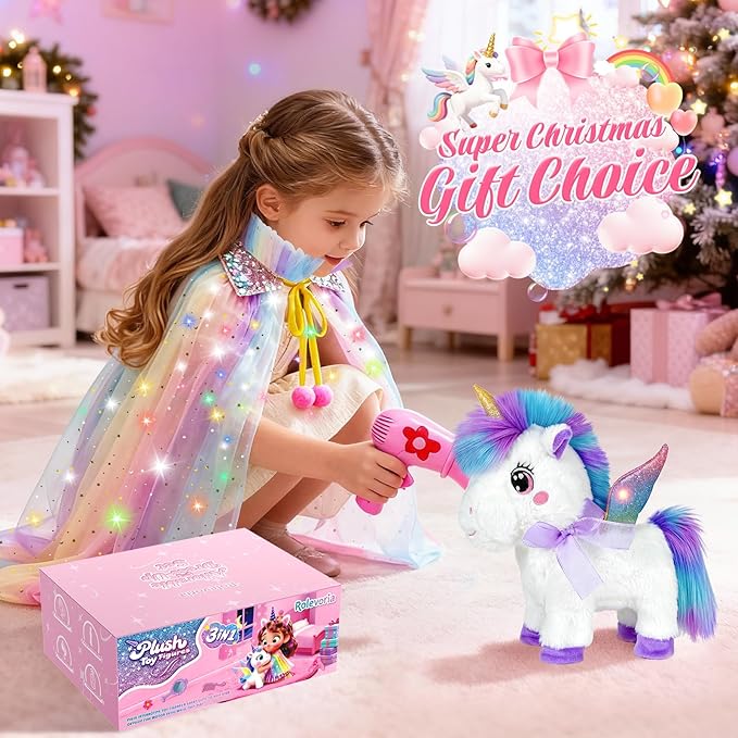 Unicorn Toys for Girls Ages 3-6 Unicorns Gifts, Walking, Talking & Singing Interactive Unicorn with Light Up Princess Cape, Remote Control Plush Unicornio Pet Care Toy for Toddler Girls