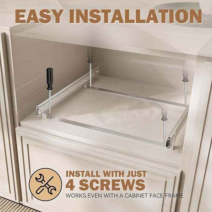 Pull Out Drawers for Cabinets 18"W x 21"D, Heavy-Duty Slide Out Wood Drawer Shelf, Pull Out Cabinet Organizer 100 lbs Capacity, Base Cabinet Organization for Kitchen, Pantry
