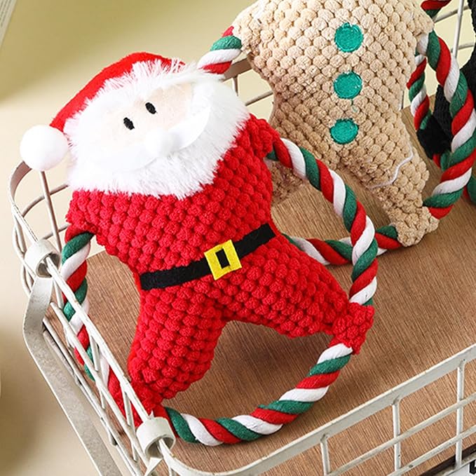 Squeaky Plush Dog Toys for Anxiety Relief & Teeth Maintenance | Cute Cartoon Interactive Stuffed Toy for Dogs/Cats | Trusted Chew - Strong Material, Portable Pet Plaything (Red)
