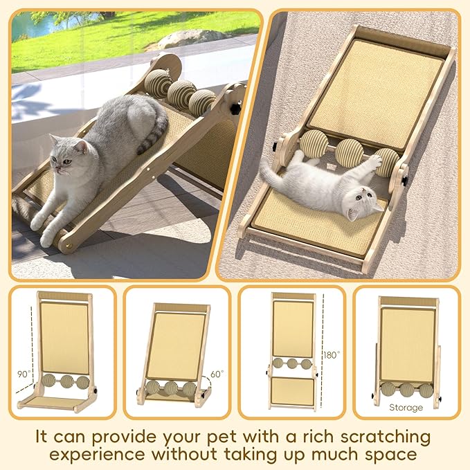 L-Shaped Cat Scratcher with Dual Sisal & Carpet Surfaces Reversible Vertical & Horizontal Scratching Board for Indoor Cats, Furniture & Wall Protector, Large Durable Modern Cat Scratcher Pad