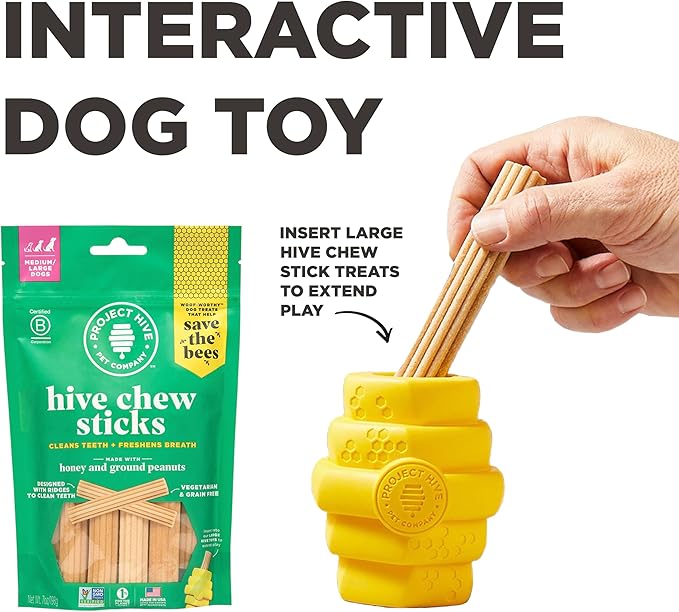 PROJECT HIVE ·PET COMPANY· - Hive Chew Toy for Large Dogs - Dog Chew Toy for Large Breeds - Floats in Water - Durable and Tough - Made in The USA