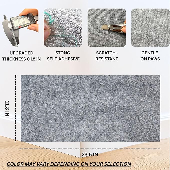Cat Scratch Mat (3 Pack), 23.6’’ x 11.8’’ Cat Wall Corner Scratcher, Versatile Self-Adhesive Replacement Easy Use for Cat Trees Wall Furniture, Scratching Posts, and Couch Protection (Grey)