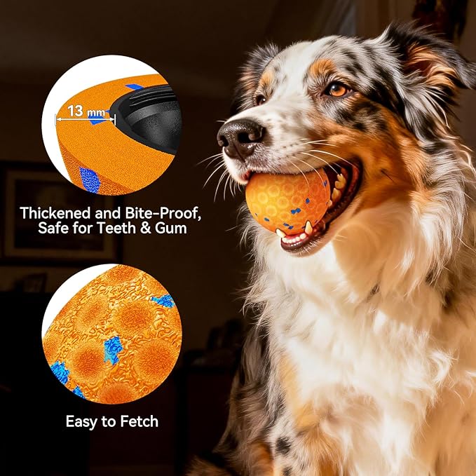 Interactive Dog Toys - Chew-Proof Dog Ball for Aggressive Chewers, Self-Moving Automatic Vibration with 3 Modes, IP54 Waterproof E-TPU, Ideal for Medium and Large Dogs
