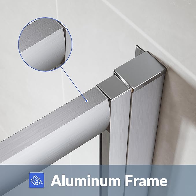 SUNNY SHOWER Corner Shower Enclosure 1/4 in. Clear Glass Sliding Shower Doors, 34 in. X 34 in. X 72 in. Bath Door, Brushed Nickel Finish Corner Shower Glass Enclosure (Shower Base Not Included)
