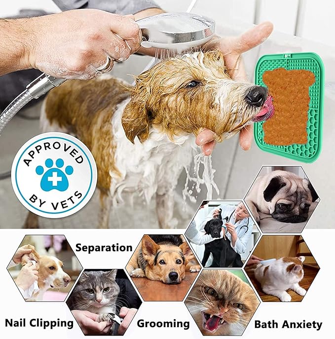 Dog Licking Mat, 3 Pcs Large Licking Mat for Dogs with Suction for Anxiety, Peanut Butter Dog Licking Mat Slow Feeder Dispensing Treater Lick Pad for Dogs Cats Grooming Bathing and Training