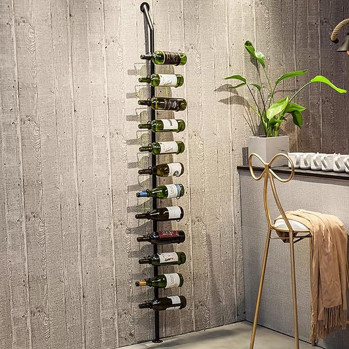 Wine Rack Wall Mounted, 72.8in High Metal Wine Bottle Holder for 12 Bottles, Kitchen Organization and Wine Storage for Commercial Restaurants Pantry Bar Wine Cellar (Gold, Four rows-48 Bottles)