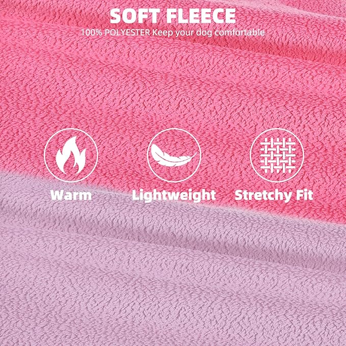 PUPTECK 3 Pack Fleece Dog Sweaters Winter Coat for Small Dogs, Pullover Jacket Pet Cat Fall Clothes Puppy Sweatshirt Soft Warm Vest for XS S Medium Dogs, Fuchsia&Pink&Purple, S