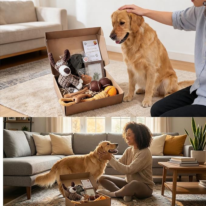 AiVIE Dog Gift Basket | 10pcs Puppy Starter Kit, New Pup Starter Gifts with Interactive Toys, Perfect Doggie Birthday Gifts with Chew Toy, Ready-to-Give Gift Doggie Necessities for New Puppy Parents