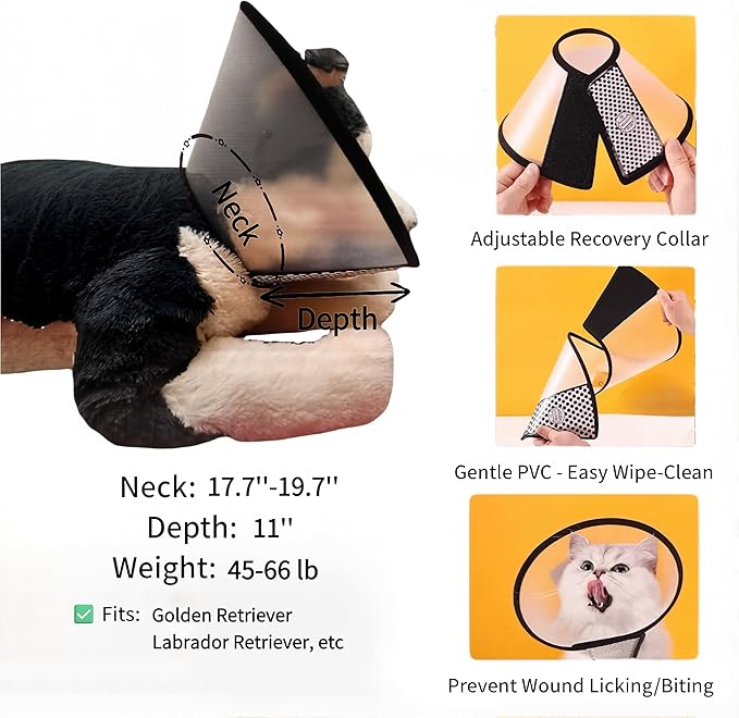 10 Pcs Surgery Recovery Kit for Dogs –Adjustable Dog Cone & Fluffy Dog Blanket (40''x60'') – Get Well Soon –Cleaning Wipes,Calming Toy, Bandages & Mesh Bag –Sympathy Gift for Pet (Blue-XL)