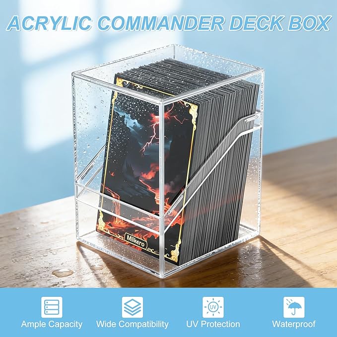 Mlikero Card Deck Cases, 12 Pack Acrylic Commander Deck Box Holding 100+ Sleeved Cards with 12 Dividers, Clear Card Storage Box Fit for MTG, TCG, Sports Cards
