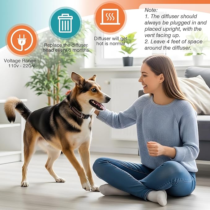 Dog Calming Pheromones Diffuser to Calm Pet 12 in 1 Advanced Kit Appeasing Pheromone for Anxiety Relief (5 Plug in+7 Pack 48ml Refill) Reduce Aggression Fighting Barking Stress (Peach
