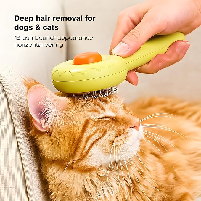 Pet Grooming Brush for Cats and Dogs, Self-Cleaning Sliker Brush for Removes Loose Undercoat, Mats, and Tangled Hair, Shedding Brush for Short or Long Haired Cats/Dogs (White-C)