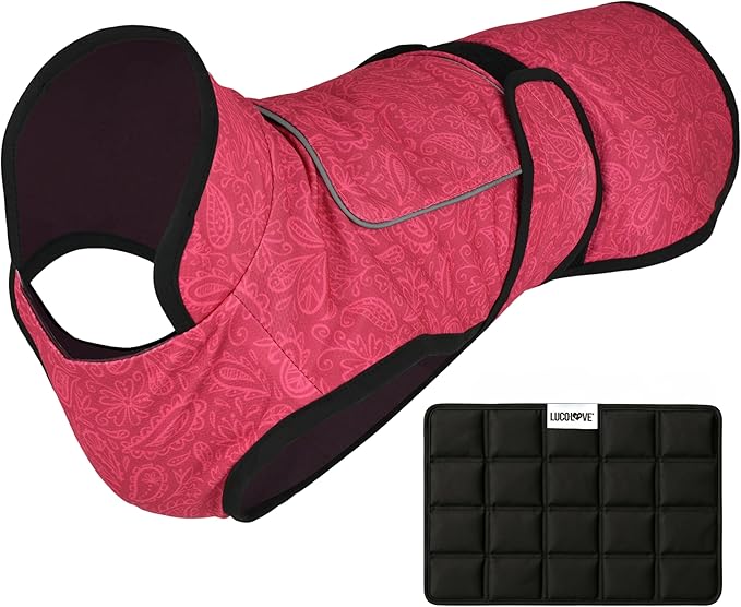 Dog Cooling Vest with Ice Pack – 2-Layer Evaporative Cooling Jacket with High Collar, UV Protection & Size-Matched Ice Pack – Cooling Vest for Dogs for Hot Weather (Pink Floral, X-Large)