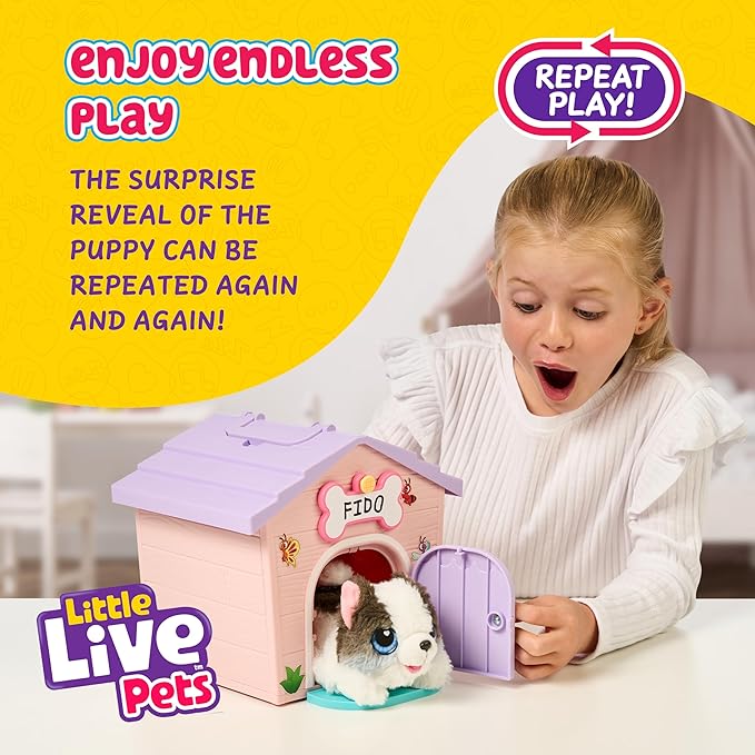 Little Live Pets My Puppy's Home Mini Playset, Pink, Play Dog with Building Dog House Toys, Customizable Puppy Plush Toy for Kids of Ages 5+