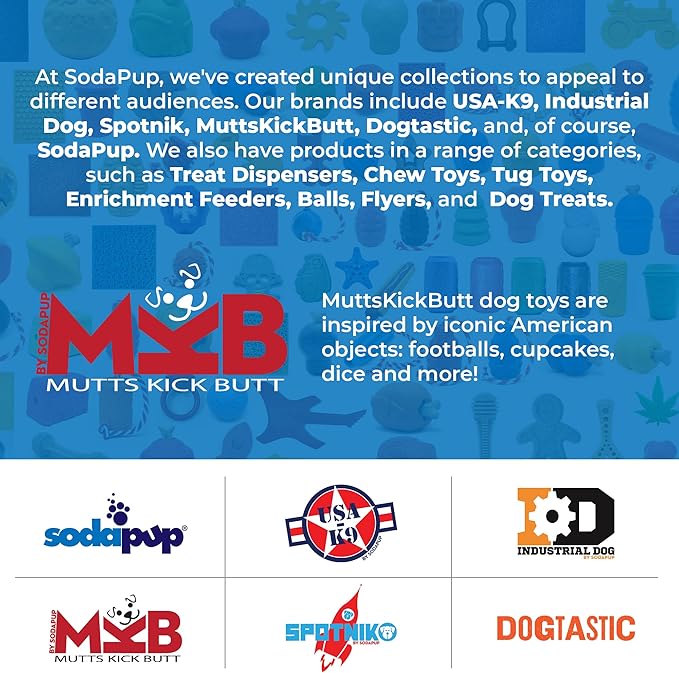 SodaPup MuttsKickButt Cupcake – Durable Dog Treat Dispenser & Chew Toy Made in USA from Non-Toxic, Pet Safe, Food Safe Natural Rubber for Mental Stimulation, Problem Chewing, Calming Nerves & More