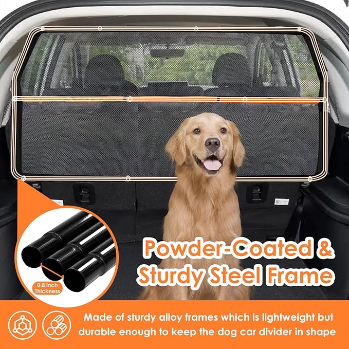 Dogs Car Barrier Wide 50", Dog Barrier Made of High Density Nylon & PVC for Anti-Scratch by Dogs, Car Dog Barrier with One-Piece Design for Easy Installation for Cars, Trucks and SUV