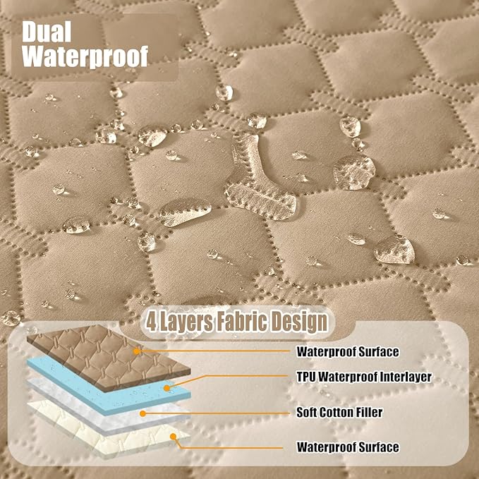 Smiry Waterproof Dog Bed Cover Blanket, Soft Reversible Pet Blanket, Washable Leakproof Cats Dogs Couch Cover for Sofa, Couch, Furniture, Plaid (40x50 Inch, Camel/Beige)