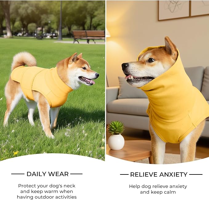 Dog Anxiety Calming Vest Adjustable Turtleneck Thunder Shirt Jacket for Fireworks, Separation, Vet Visits, Pet Hoodie for Large Medium Dogs