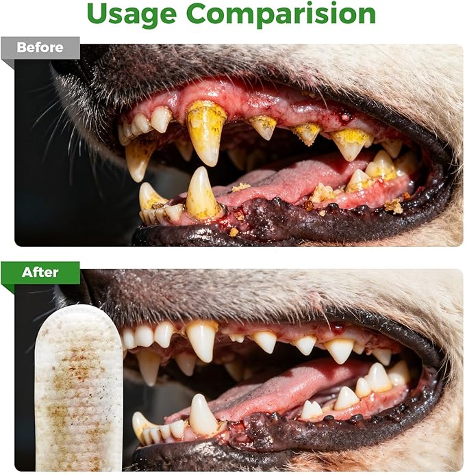 Dog Teeth Cleaning Wipes, Dog Tooth Brushing Kit for Dogs & Cat, Dog Dental Wipes, Cat Wipes, Dog Toothbrush and Toothpaste Alternatives (60 Counts)