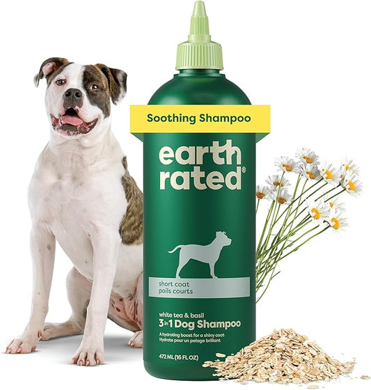 Earth Rated Hypoallergenic 3-in-1 Soothe Dog & Puppy Shampoo & Conditioner, Deodorize 98.5% Natural, 16 oz