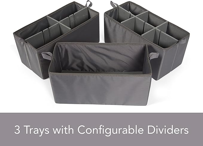 Covermates Keepsakes Hanging Shoe Organizer Set - Heavy Duty Material, Sturdy Interior Shelves, Includes Trays with Dividers - Closet Storage, Graphite