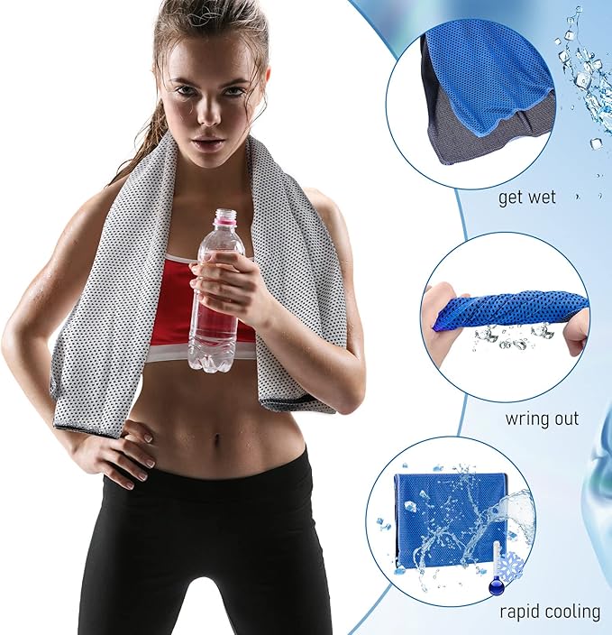 Maitys 200 PCS Cooling Towel Bulk - Ice Sweat Rag for Neck & Face Microfiber Breathable Cool Chilly Towel for Summer Sport Yoga Workout Camping, 10 Color