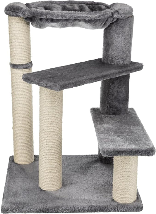 TRIXIE Baza Senior Cat Tree with Hammock and Steps | Scratching Posts | Cat Playground | Gray Medium