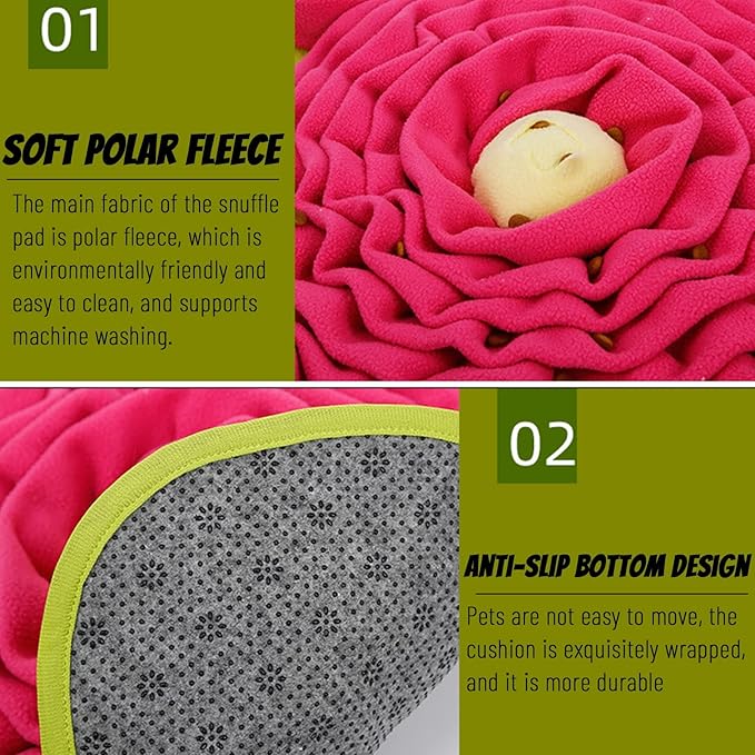 Pet Snuffle Mat for Dogs Sniff Mat,Dog Nosework Feeding Mat,Slow Feeder Pet Interactive Dog Puzzle Toys, Enrichment Pet Foraging Mat for Training and Stress Relief