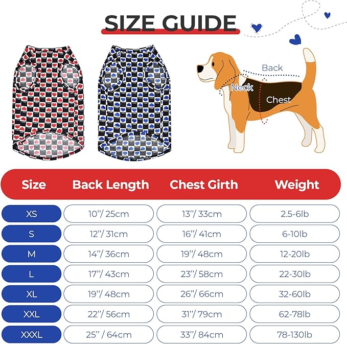 Dog Cooling Vest, Quick Dry Dog Summer Clothes Pet Vest Puppy Shirts, Sleeveless Dogs Cooling T-Shirts for Small Medium Large (Red Heart+Blue Heart, XXL)