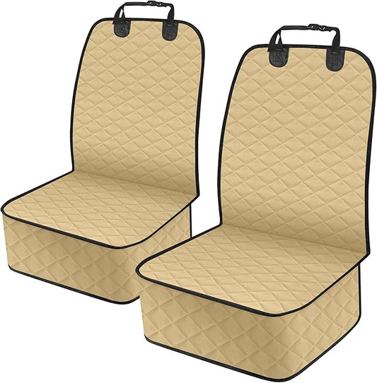 2 Pack Front Seat Dog Cover, Waterproof Dog Car Seat Cover for Dogs, Pet Car Seat Protector Nonslip Scratch-Proof Car Seat Covers for SUV, Trucks & Cars - S, Khaki/Black