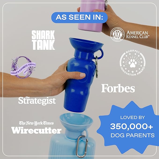 Springer by Springland Dog Water Bottle | Portable Travel Water Bottle Dispenser for Dogs | Dog Gift Seen on Oprah's Favorite Things, Shark Tank | Leak-Proof Bottles | BPA-Free 15oz Lilac