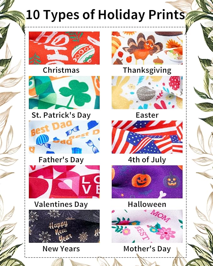PET SHOW 10 Pack Holiday Small Dog Bow Ties Sliding Collar Attachments Puppy Cats Festival Patterns Bowties for Medium Dogs Classy Bowknots Party Wedding Pet Grooming Accessories(Small)
