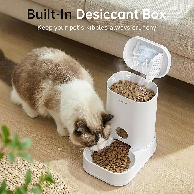 PAWGETHER® Gravity Cat Feeder, Self-Dispensing Dog Food Dispenser, Pet Food Station 1 Gallon/3.5L Capacity Automatic Pet Feeder Cat & Dog Food Bowl, Easy to Fill
