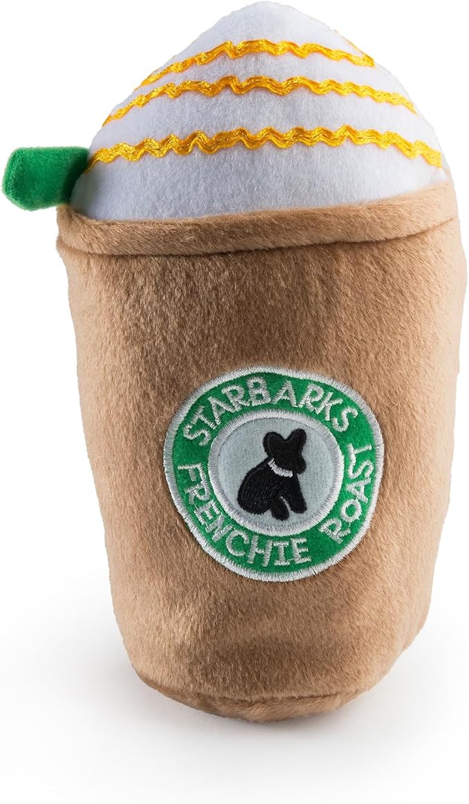 Haute Diggity Dog Starbarks Frappawcino, Plush Designer Dog Toys with Interactive Squeaker, Stimulating Pet Enrichment, Machine-Washable & Safe Materials for All Breeds, Size Large