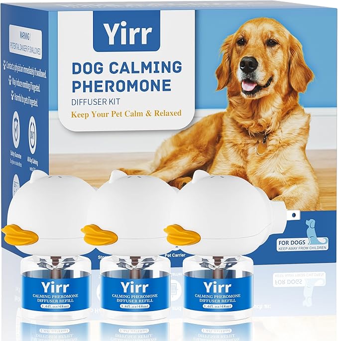 Dog Calming Diffuser, 6 in 1 Puppy Pheromones Calming Diffuser, Relaxing Pheromone for Dogs Relief Stress Anxiety Fighting Scratching Barking, Help Train Dog to Pee, 3 Diffuser 3 Refill(48ml)