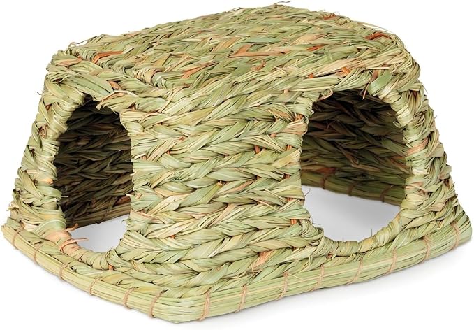 Prevue Pet Products Nature's Hideaway Grass Hut Small Animal Toy - for Guinea Pigs, Rabbits, Chinchilla, Hamsters, Gerbils, & Mice, Woven Hay & Grass, Natural Hide & Explore Toy - Medium