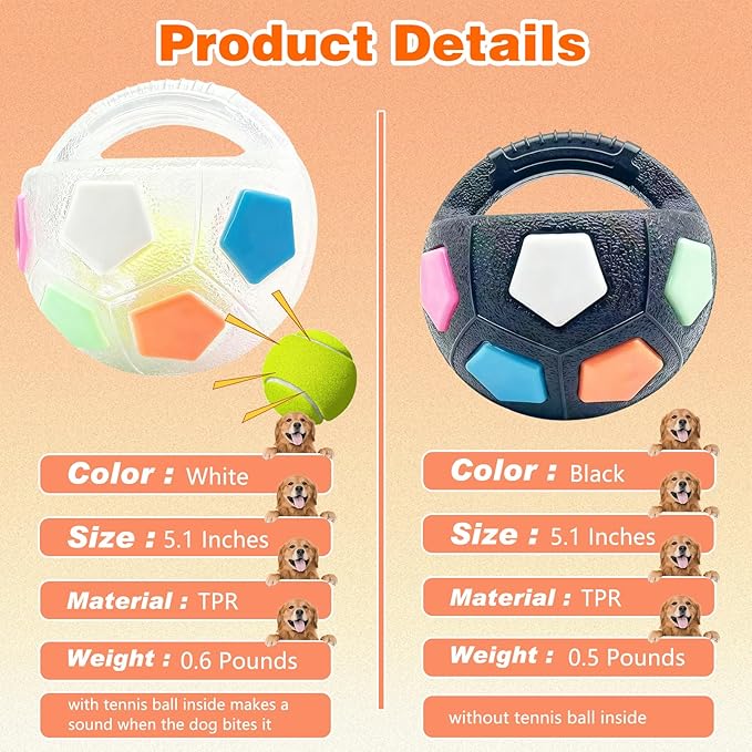 The Mellow Dog Calming Ball with Handle, Mellow Dog Calming Ball,Squeaky Floating Rubber Balls,Interactive Balls for Dogs Playing,Water Play,Training & Outdoor Games (White)