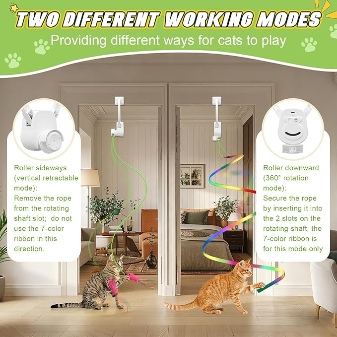 Automatic Flying Interactive Cat Toy for Indoor Cats - Safe Chase & Exercise Stimulation for Bored Kittens, Adults & Multi-Cat Homes (White)