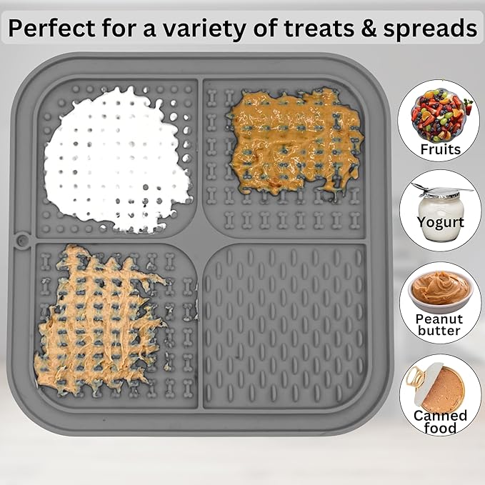 Dog Lick Mat - 2 Pack Slow Feeder for Dogs & Cats to Keep Them Busy Ideal for Grooming & Bathing - Anxiety Relief & Calming