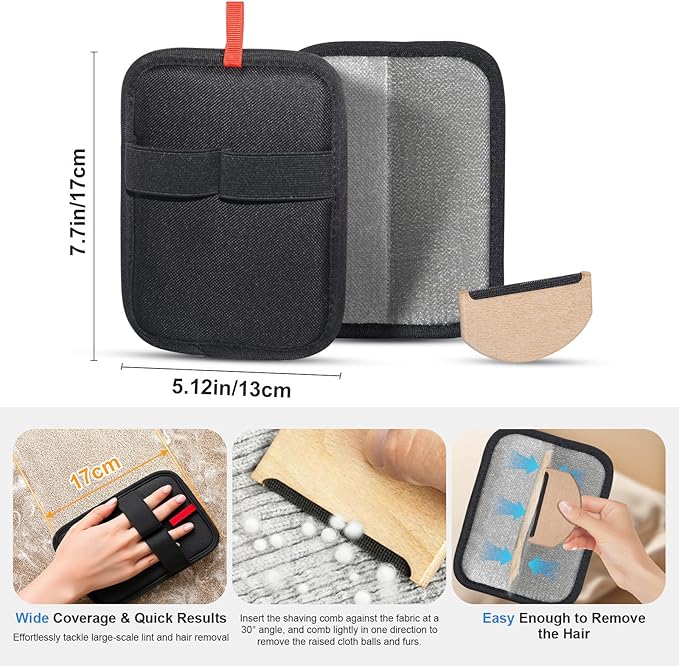 2 Pcs Static Pet Hair Remover and Scraper : Electrostatic Pet Hair Removal Gloves, Reusable Cat Dog Hair Remover Tool, Pet Hair Remover for Furniture, Carpet, Clothes, Car Seat