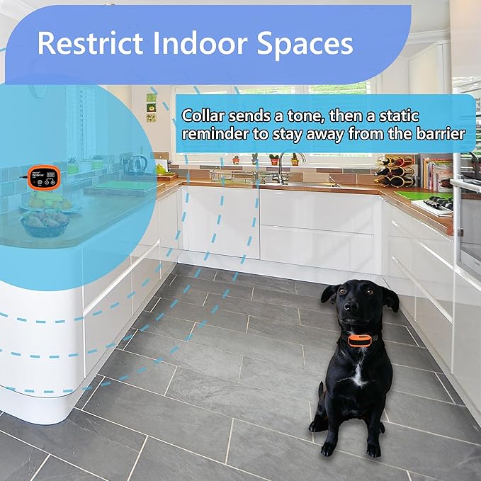 Receiver Collar for Dogs Indoor Pet Barrier, Wireless Indoor Electric Fence, Pet Gate, Keeps Areas Off Limits, Waterproof/Rechargeable Training Collar (Black or Orange Randomly Shipment)