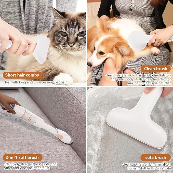 Pet Grooming Vacuum,Pet Grooming Kit & Vacuum Suction 99% Pet Hair,Dog Vacuum for Shedding Grooming,Pet Grooming Vacuum for Dogs&Cats,5 in-1 Pet Grooming Kit,Dog Hair Remover