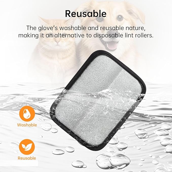 Pet Grooming Gloves for Shedding, 1-Pack Reusable Cat & Dog Hair Remover for Couch, Car Seat - Electrostatic Pet Hair Removal Tool for Furniture and Clothing