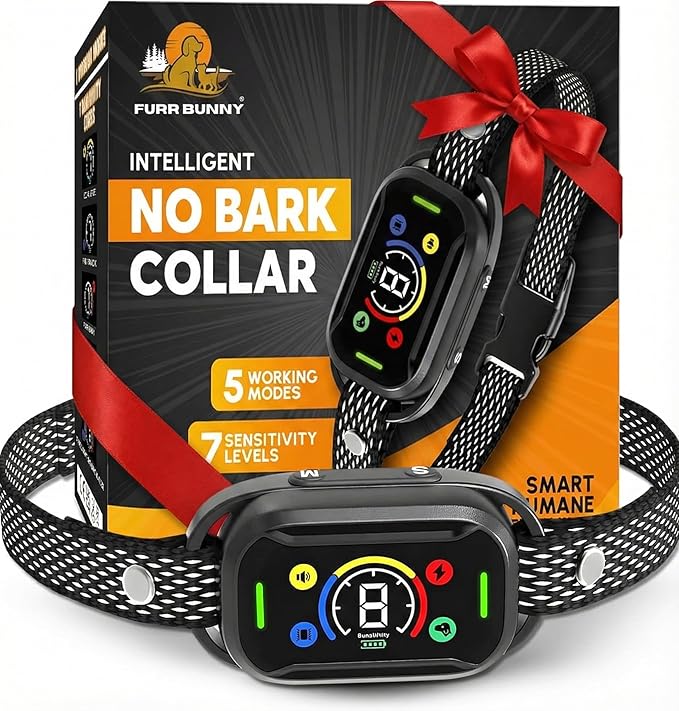 2025 Upgraded Intelligent Dog Bark Collar for Medium and Large Dogs - Beep, Vibration and Safe Static Shock, 7 Sensitivity Levels Adjustment - Effective Training to Stop Excessive Barking Fast