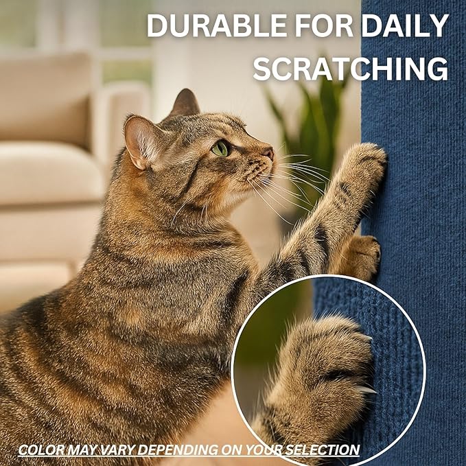 Cat Scratch Mat (3 Pack), 23.6’’ x 11.8’’ Wall Corner Scratcher, Versatile Self-Adhesive Replacement Easy Use for Cat Trees Wall Furniture, Scratching Posts, and Couch Protection (Black)