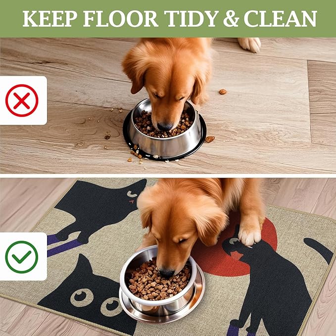 SHIYUE Dog Food Mats for Floors, Absorbent Cat Bowl for Food and Water, Non-Slip Accessories Pet Supplies(12"x20",Beige Pet)