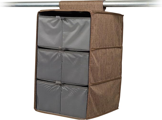 Covermates Keepsakes Hanging Closet Organizer Set - Heavy Duty Material, Sturdy Interior Shelves, Includes Trays with Dividers - Closet Storage, Brown Heather