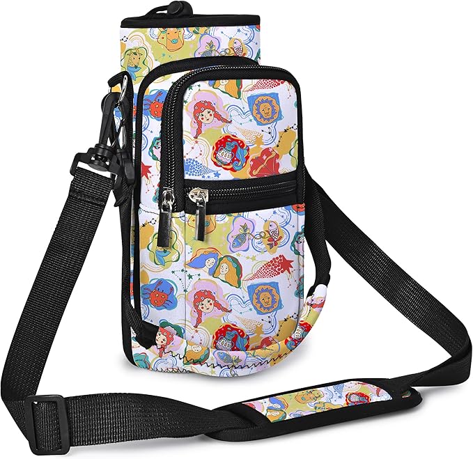 AUPET Water Bottle Sling Bag Sleeve Holder Carrier 25/32/40/64 oz,Insulated Crossbody Water Bottle Case Cover with Strap and Pockets for Men/Women Walking Hiking