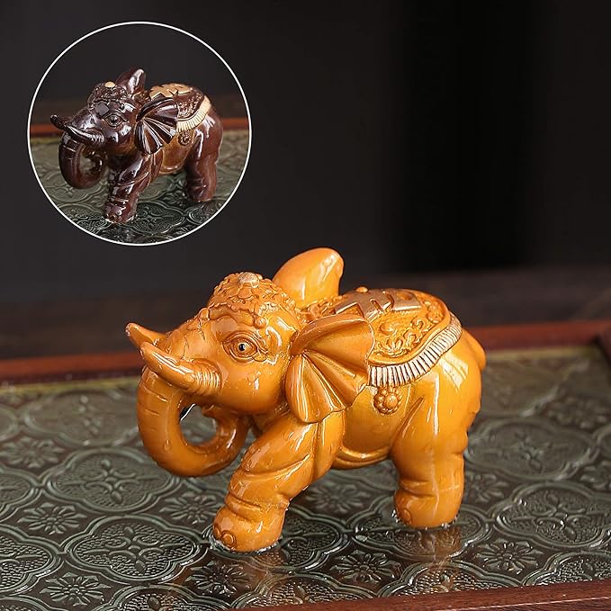 Color Changing Tea Pet, Tea Set Accessories Traditional Gongfu Tea Set Accessory, for Tea Lover Friends (Golden Elephant-a)