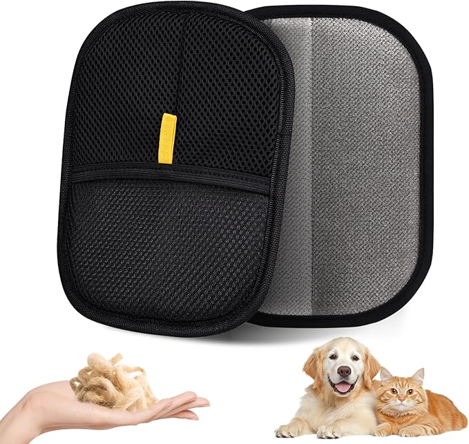 Pet Hair Remover, Electrostatic Pet Hair Removal Gloves, Reusable Cat & Dog Hair Remover for Couch, Furniture, Carpet, Car Seat, Upgraded Animal Fur Removal Tool, Cat Grooming Gloves-2 PCS